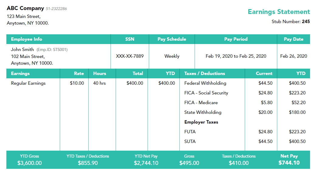 details on what important information is available on a pay stub