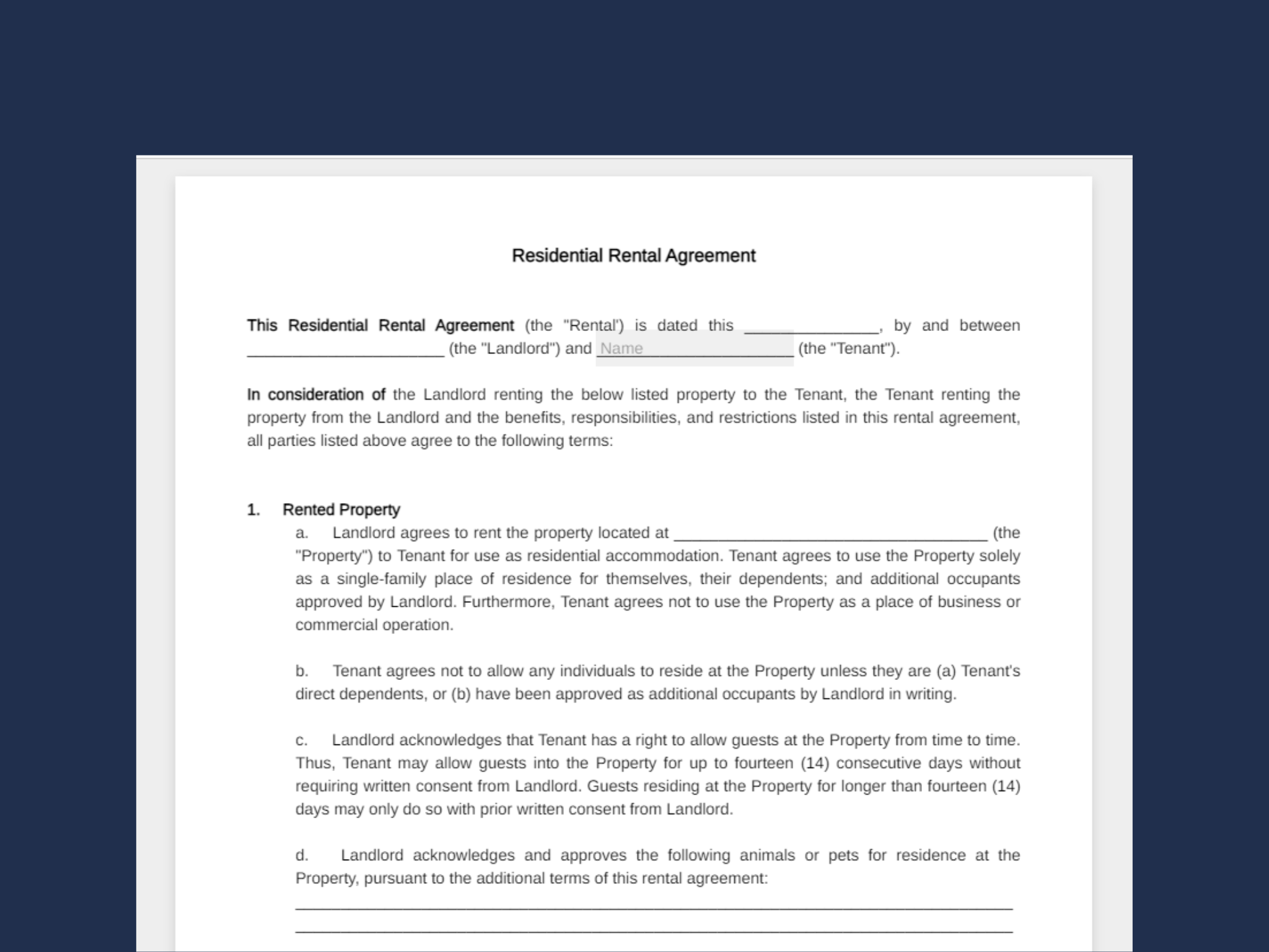 elements of a rental agreement form explained