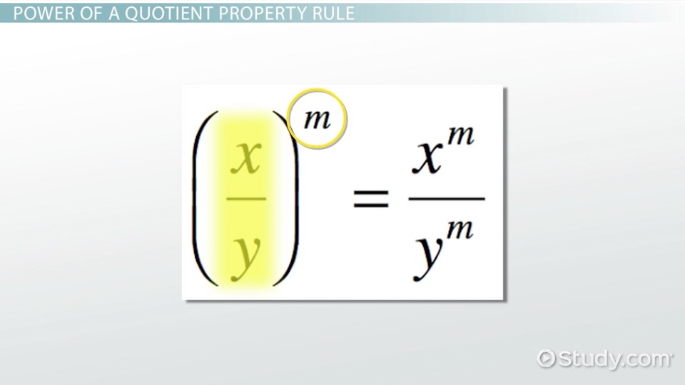 examples demonstrating the power of a quotient law