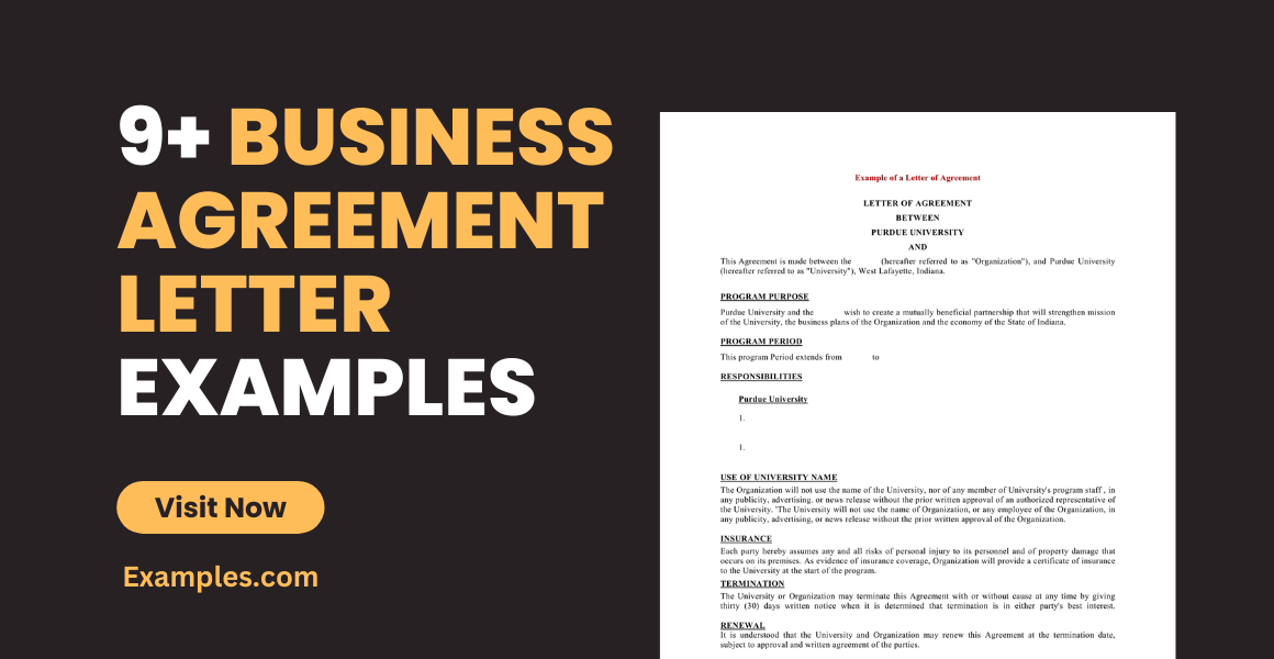 examples of a letter of agreement for business