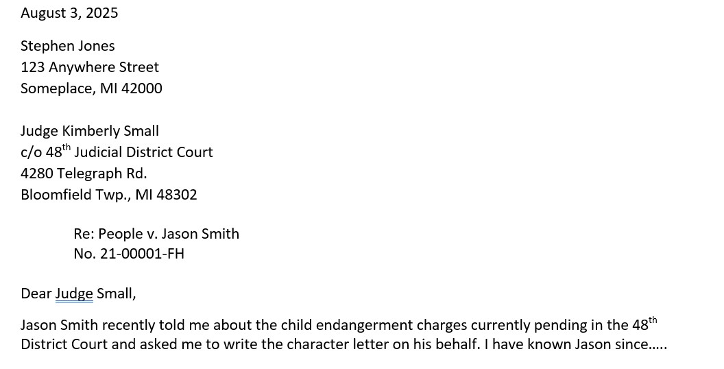 examples of a letter of sobriety for court