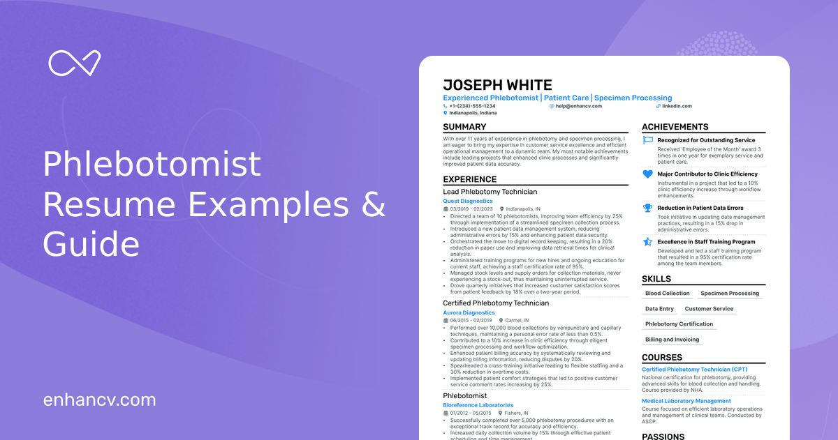 examples of an impressive phlebotomist resume