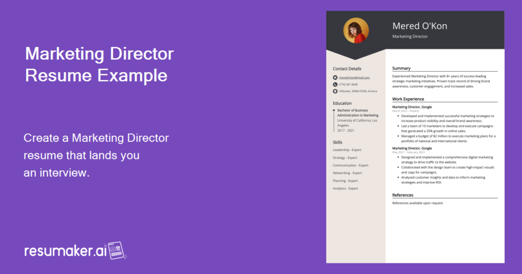 examples of effective marketing director resumes