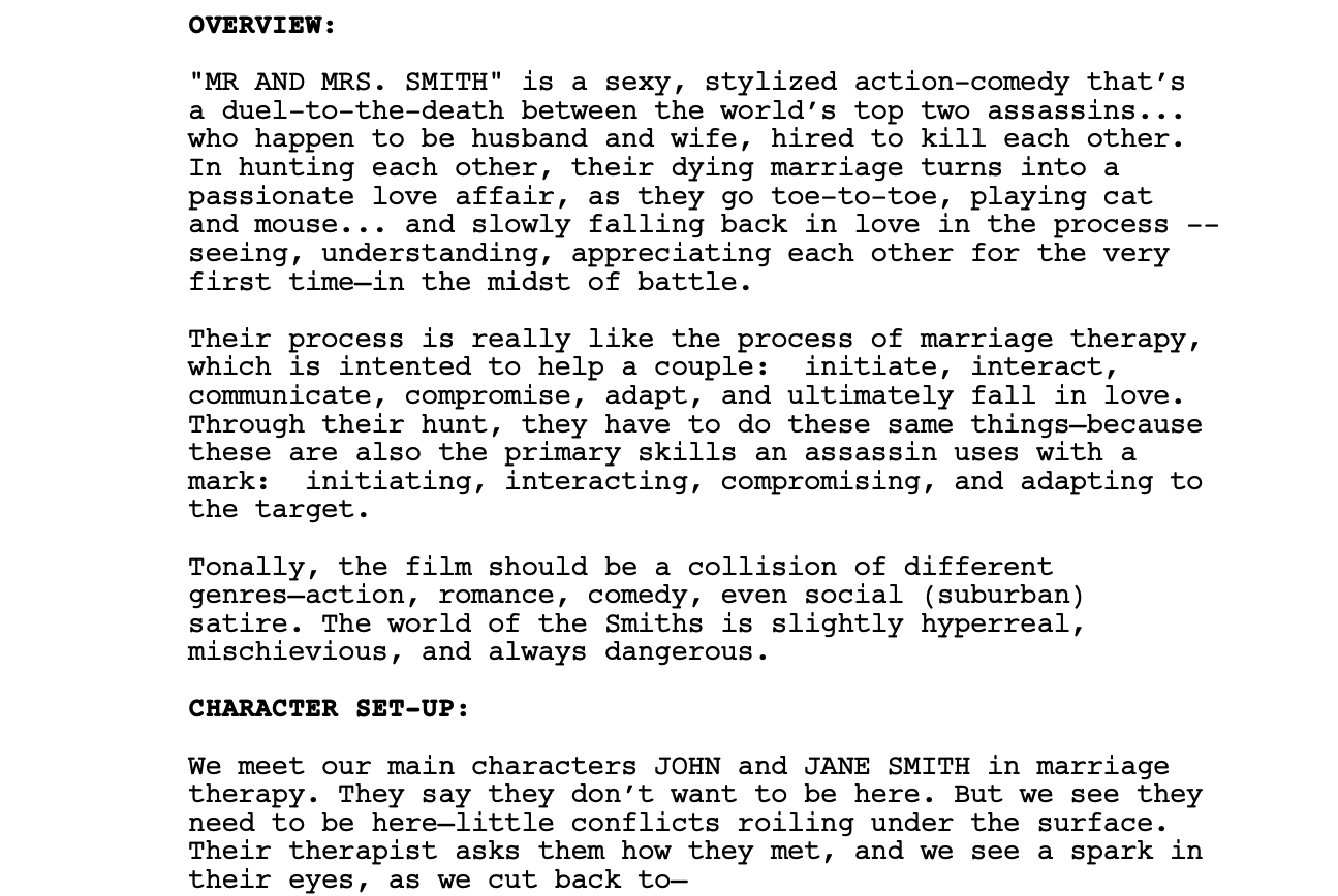 examples of effective movie treatments for filmmakers