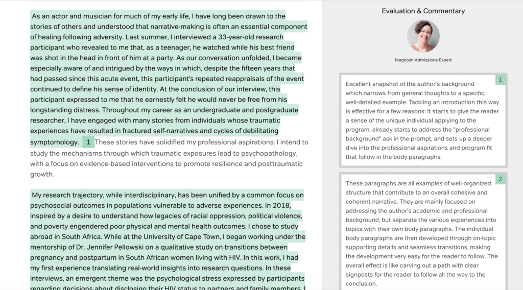 examples of effective personal statements for graduate school