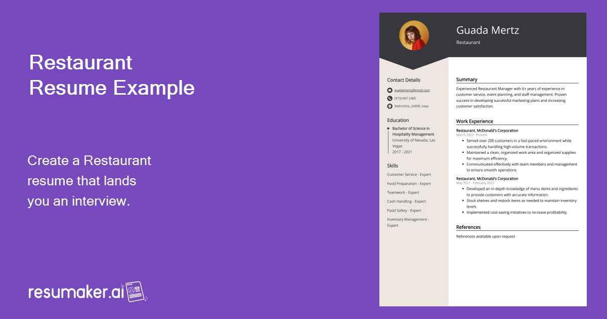 examples of effective restaurant resumes for job seekers