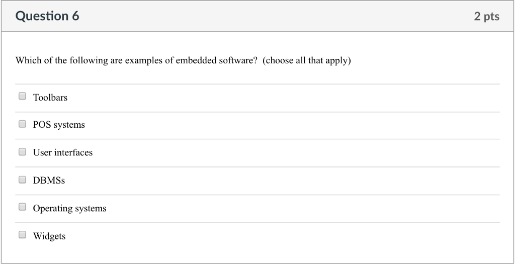 examples of embedded systems choose all that apply