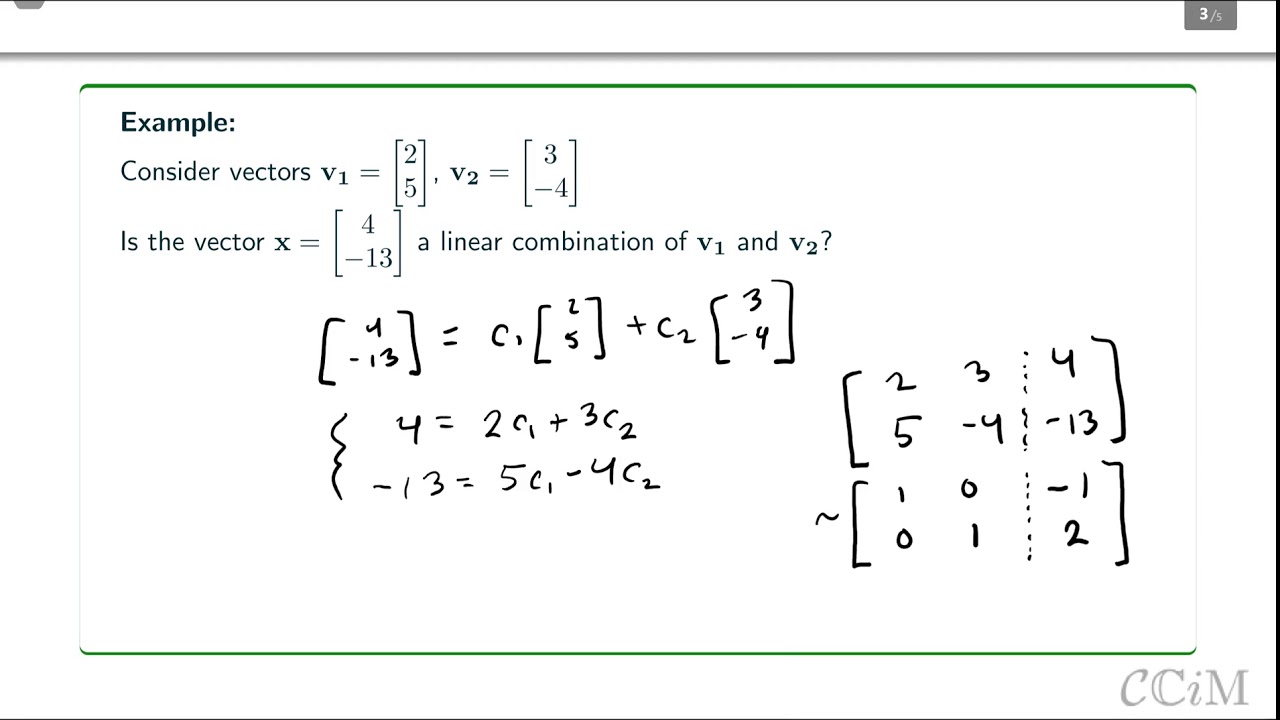 examples of linear combination of vectors explained