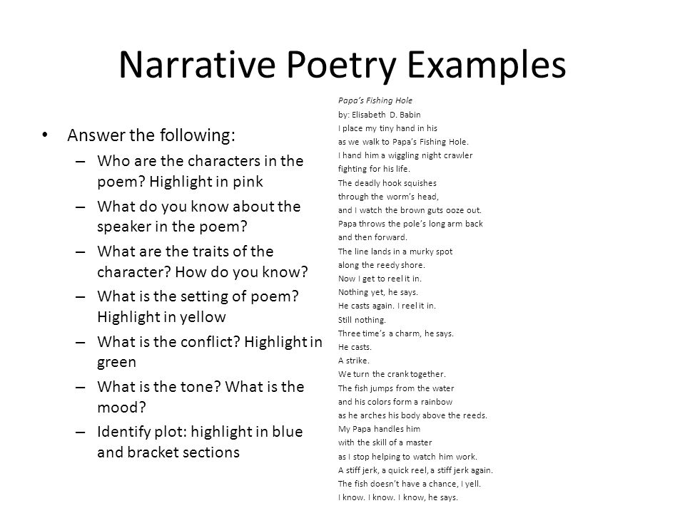 examples of narrative poems storytelling through verse