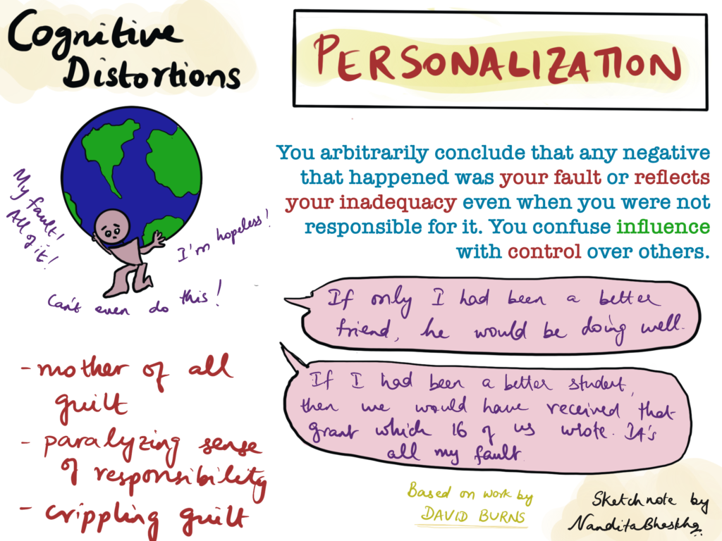 examples of personalization cognitive distortion in daily life
