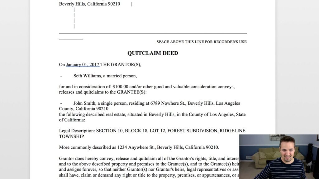 examples of quit claim deed form use