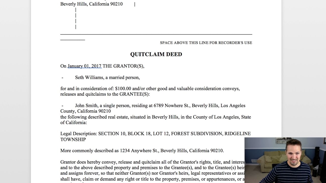 examples of quit claim deed form use