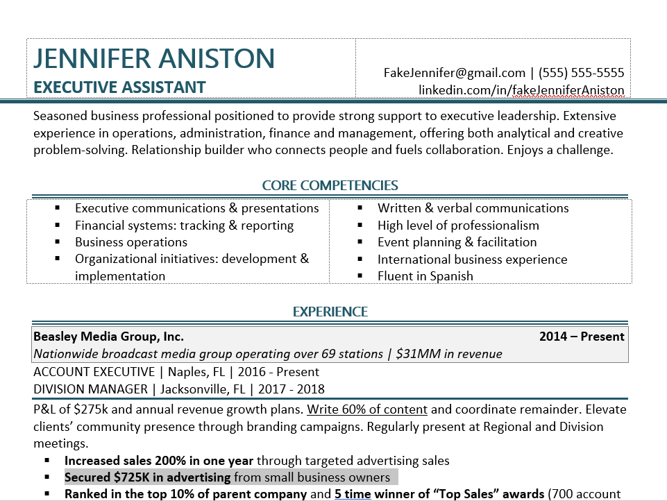 examples of resume summary for career change success