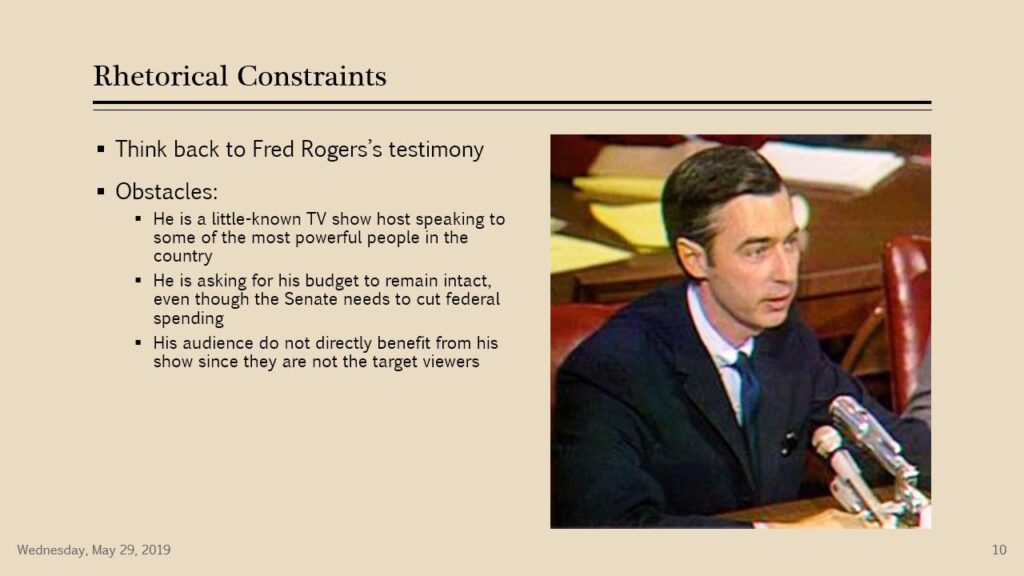 examples of rhetorical situation constraints in communication