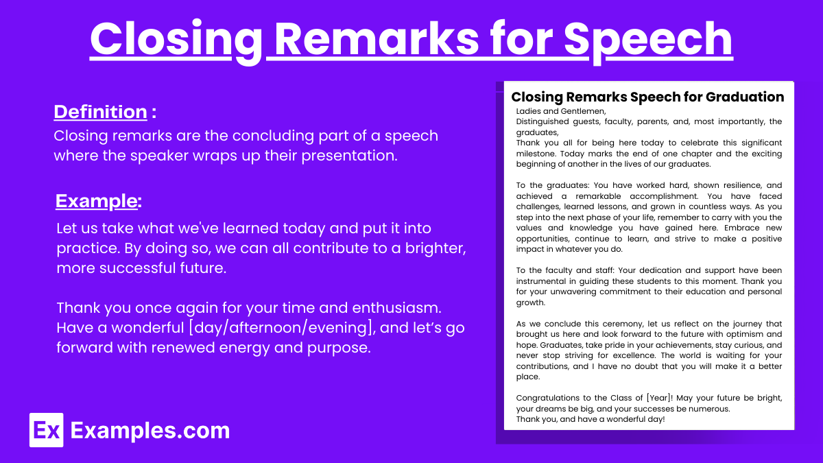 examples of strong and concise speech closings