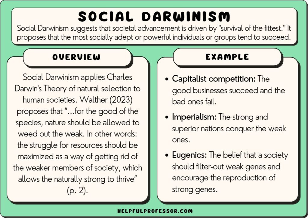 examples of the belief that only the fittest survive in politics and economics
