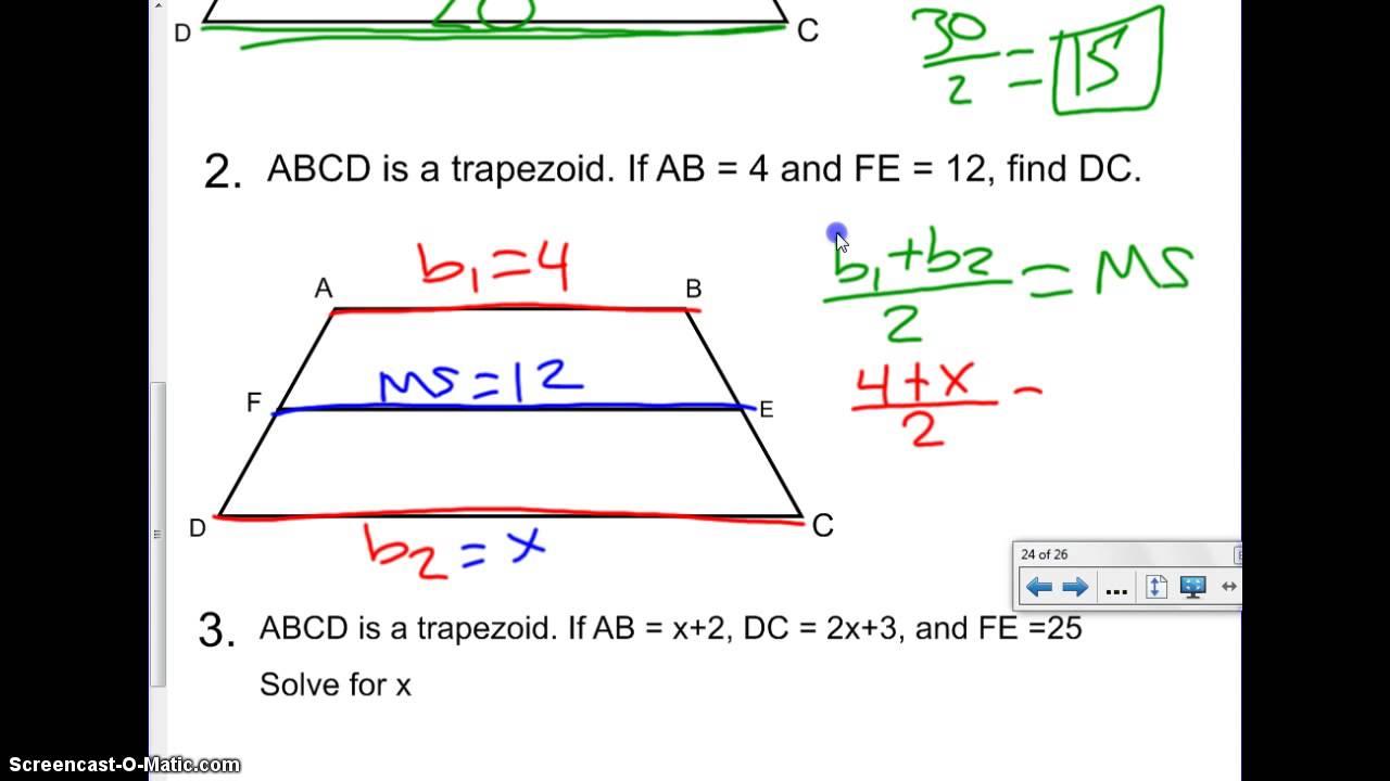 examples of the midsegment of a trapezoid explained