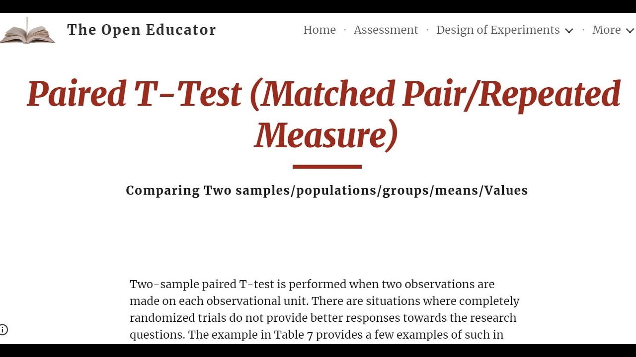 examples of the paired t test in research
