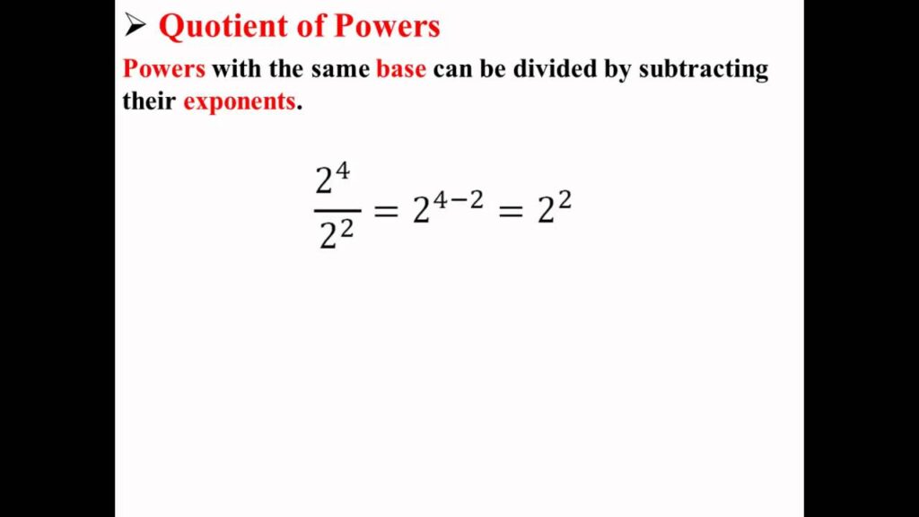 examples of the quotient of powers in algebra simplified