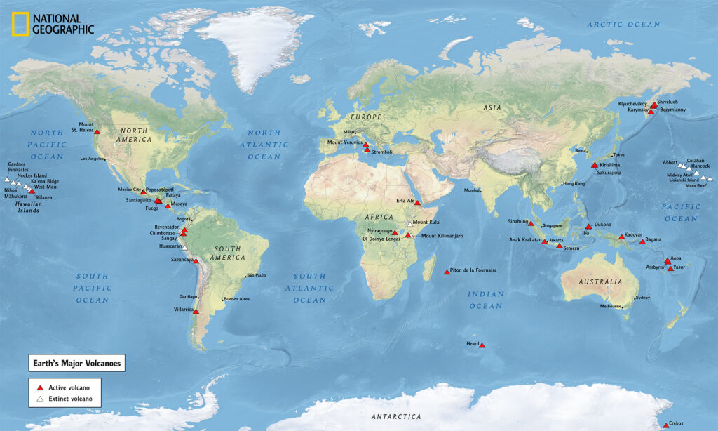 examples of volcanoes around the world