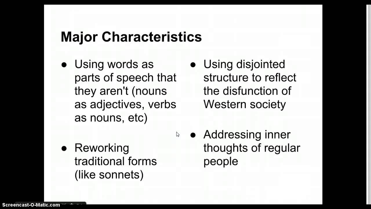 examples of what modernism in literature looks like