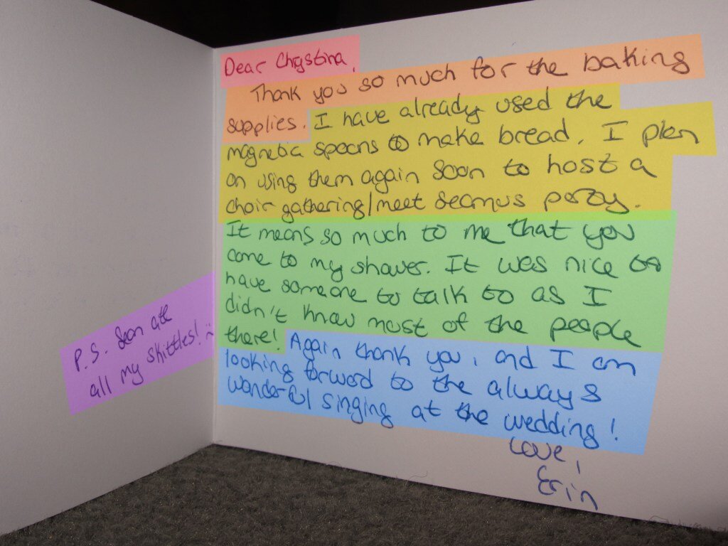 examples of what to write in a thank you card