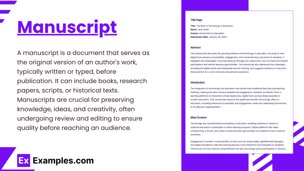 manuscript examples for writers and researchers