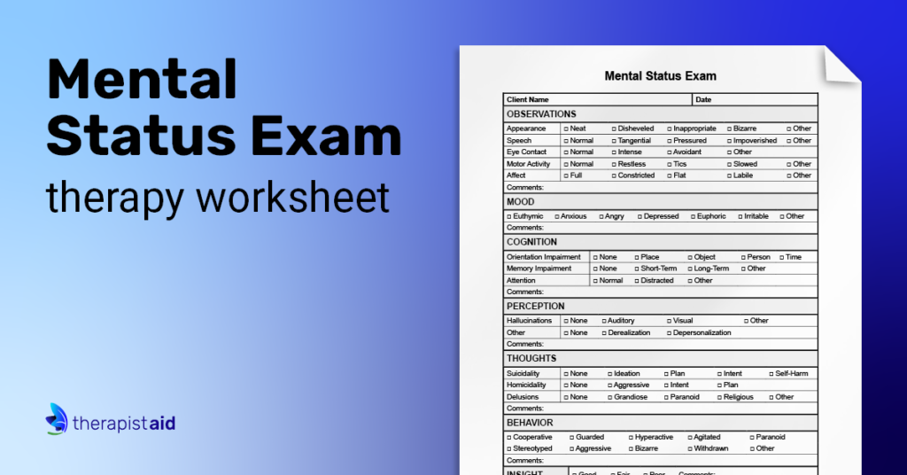 mental status exam template examples for clinicians
