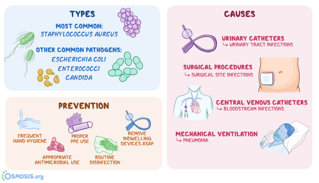 nosocomial infection examples and prevention strategies