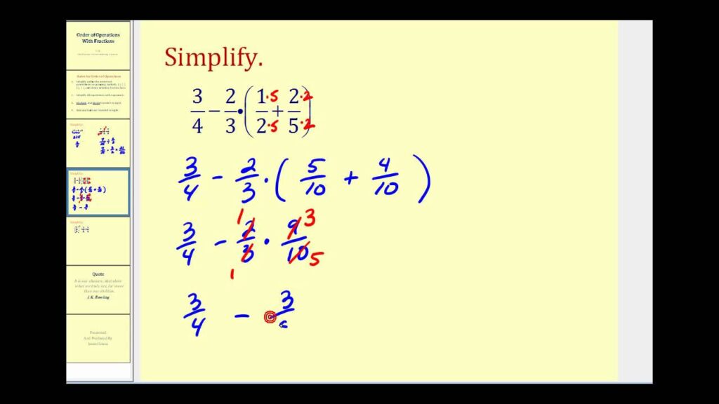 order of operations with fractions key examples