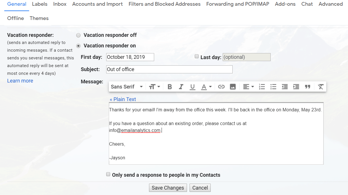 out of office message outlook examples you can use
