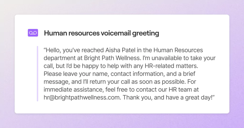 out of office voicemail examples for professionals