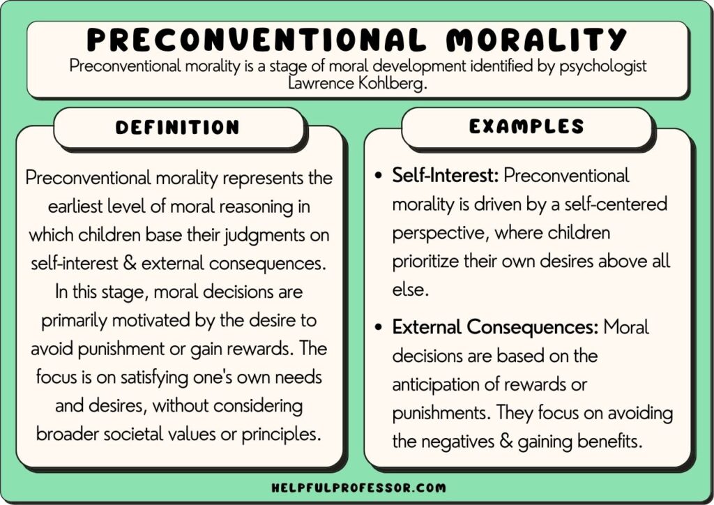 preconventional morality examples in everyday life