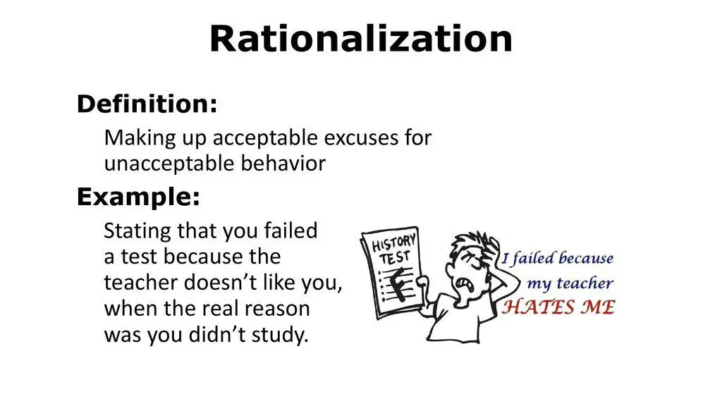 rationalization defense mechanism with examples