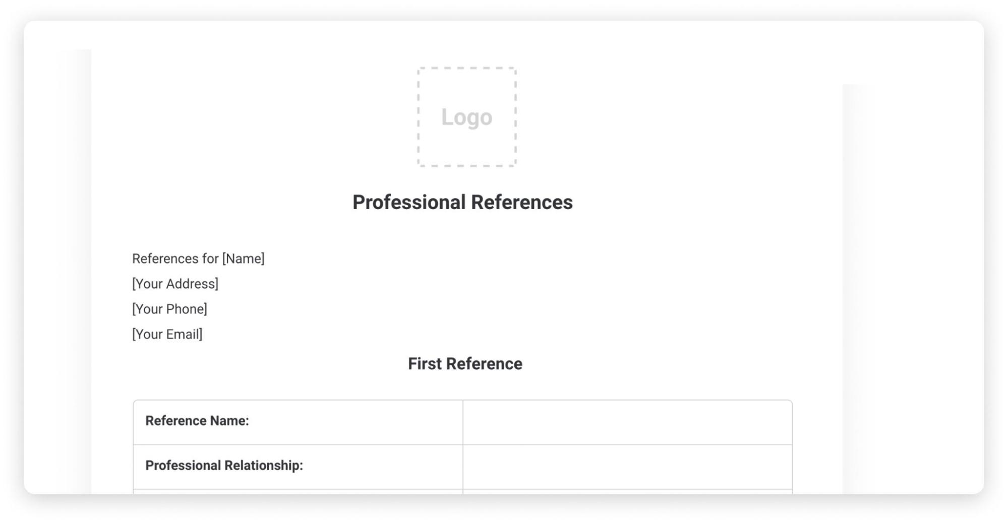 references template examples for job seekers