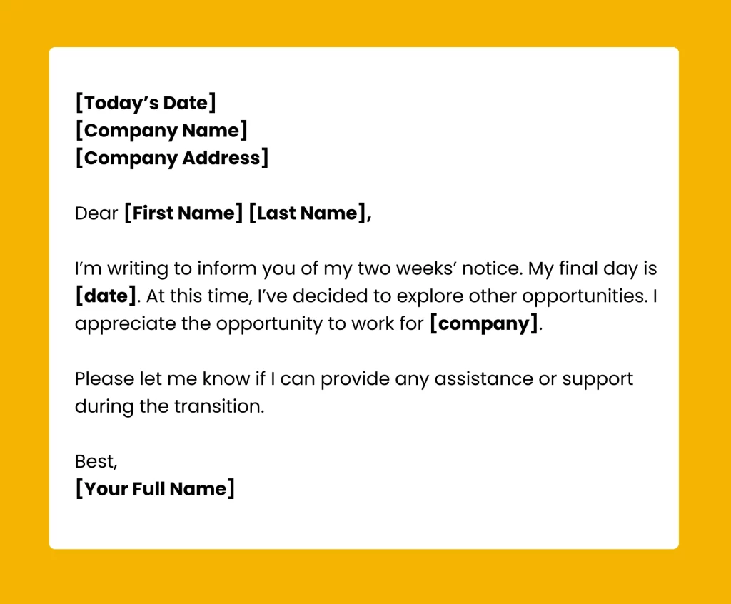 resignation letter examples for your next move