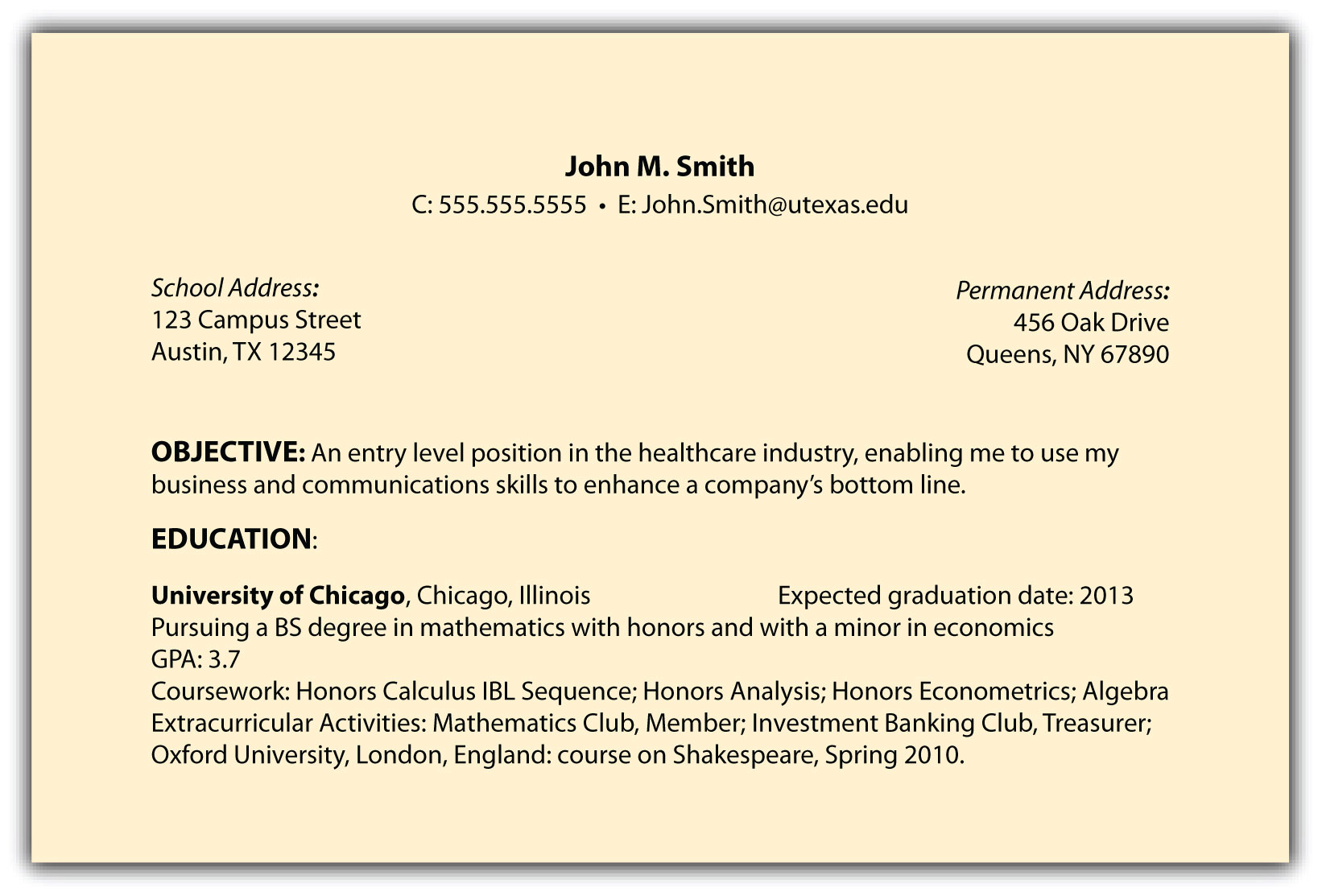 resume objective examples for job seekers