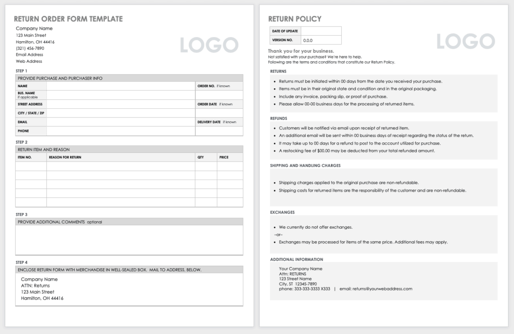 sample order form examples for your business