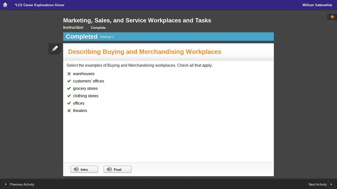select examples of buying and merchandising workplaces to know