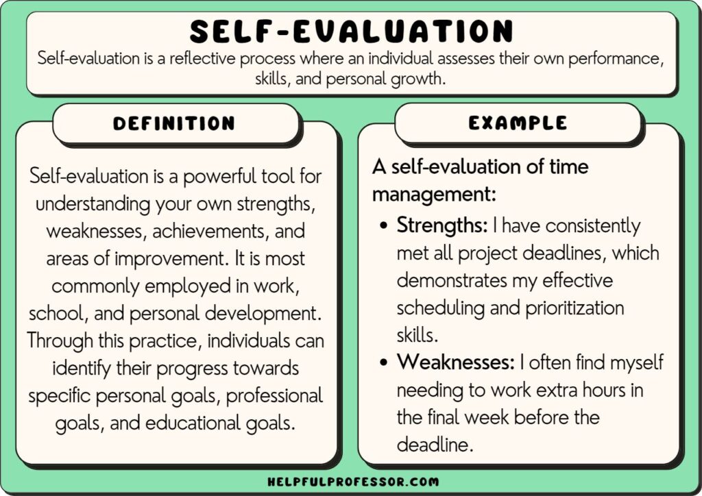 self evaluation answers key examples for success