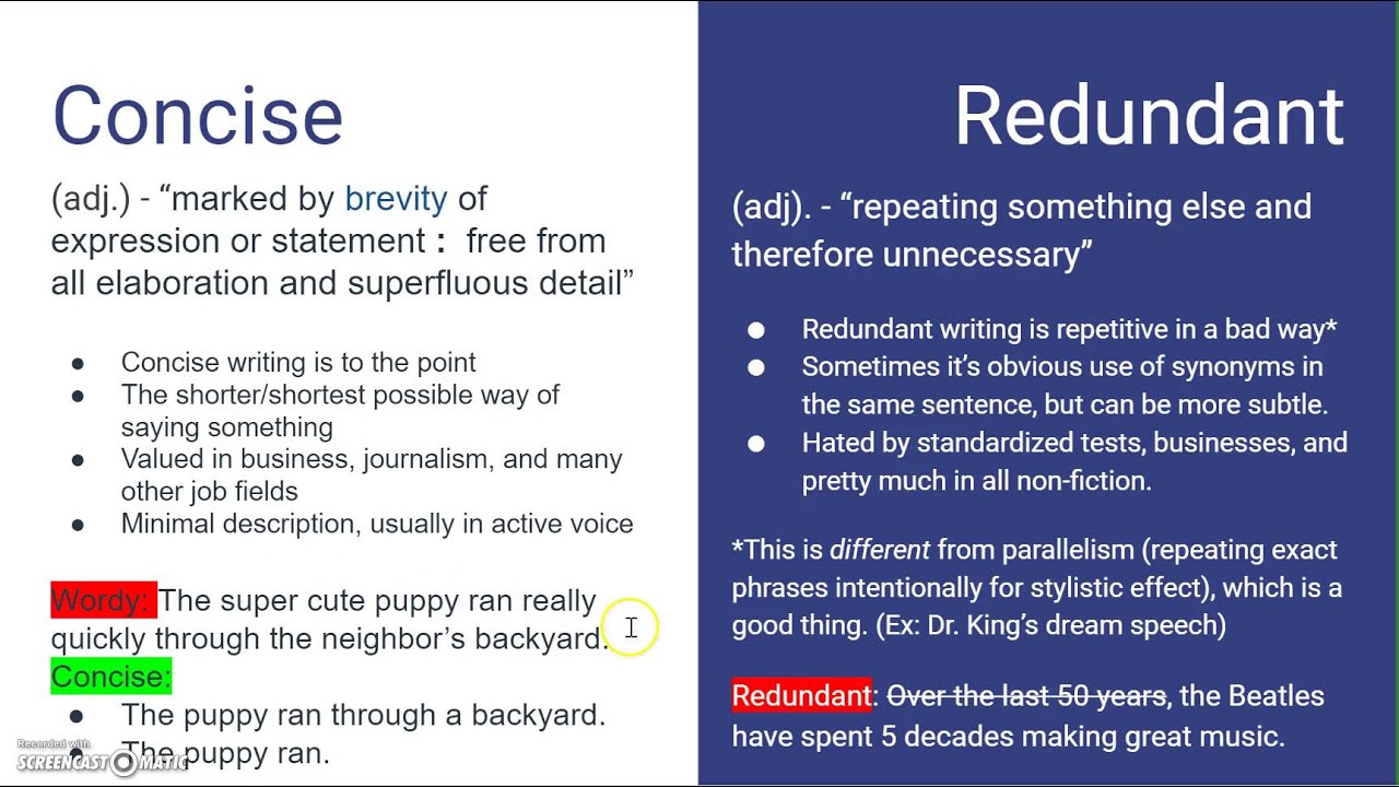 strategies to avoid redundant examples in writing