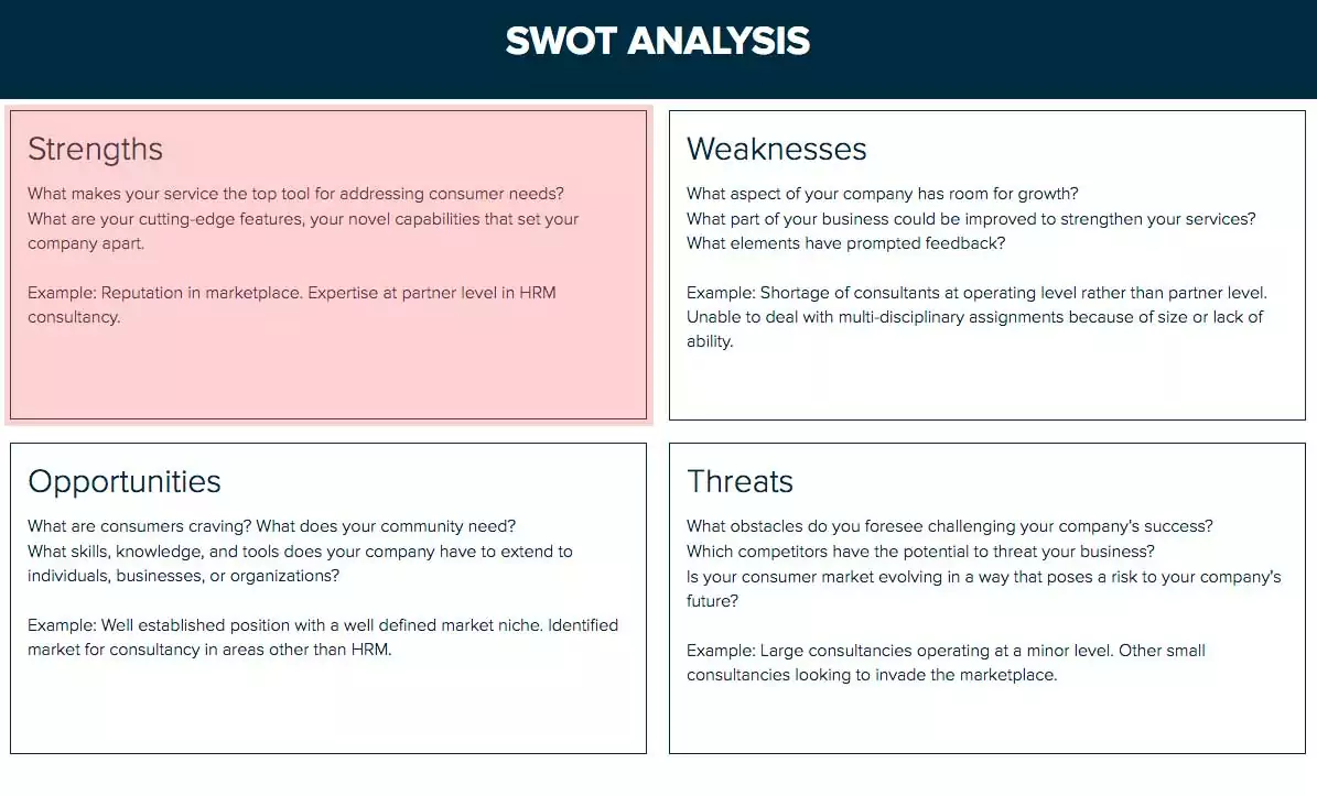swot analysis examples for business success