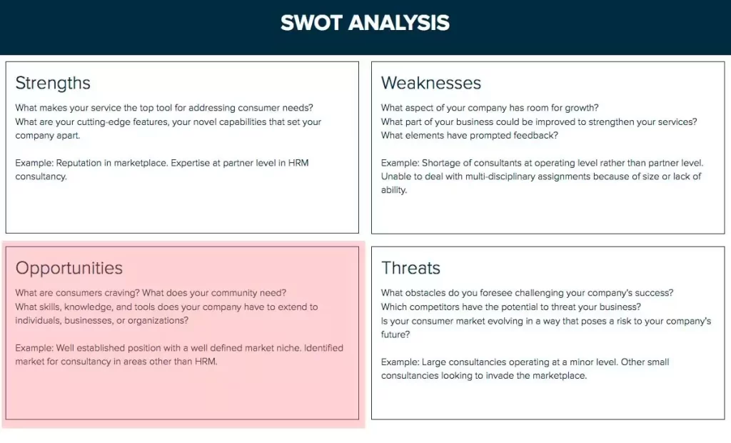 swot analysis opportunities examples for growth