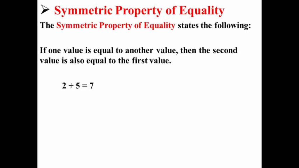 symmetric property of equality with examples