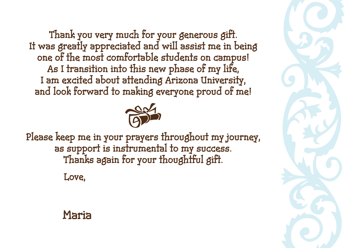 thank you notes for graduation money examples