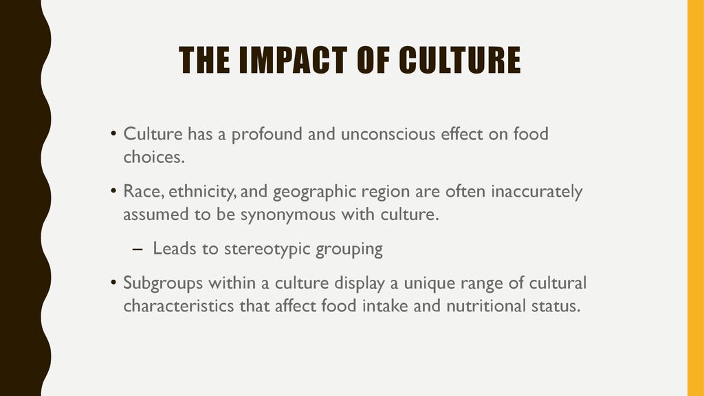 three examples of cultural influences on food intake