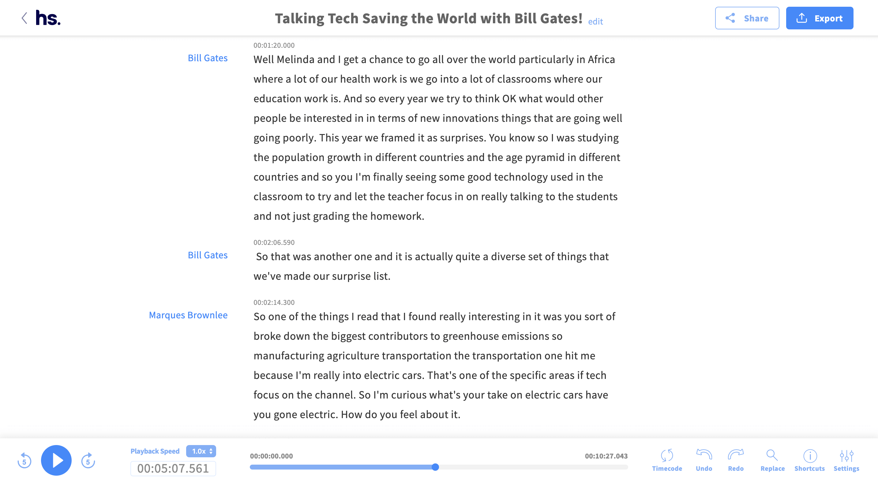 transcribe examples for better communication skills