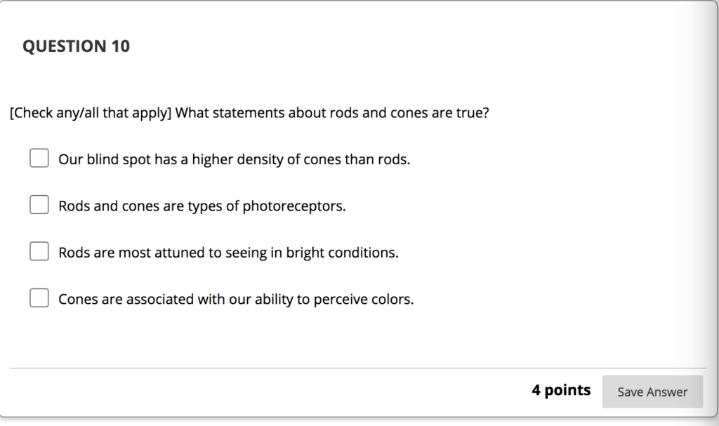 true statements about photoreceptors check all that apply