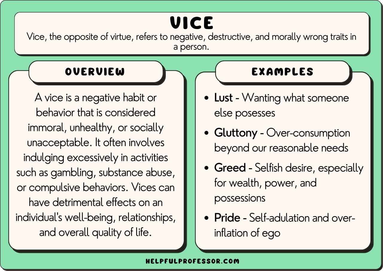 vices examples impact on behavior and society