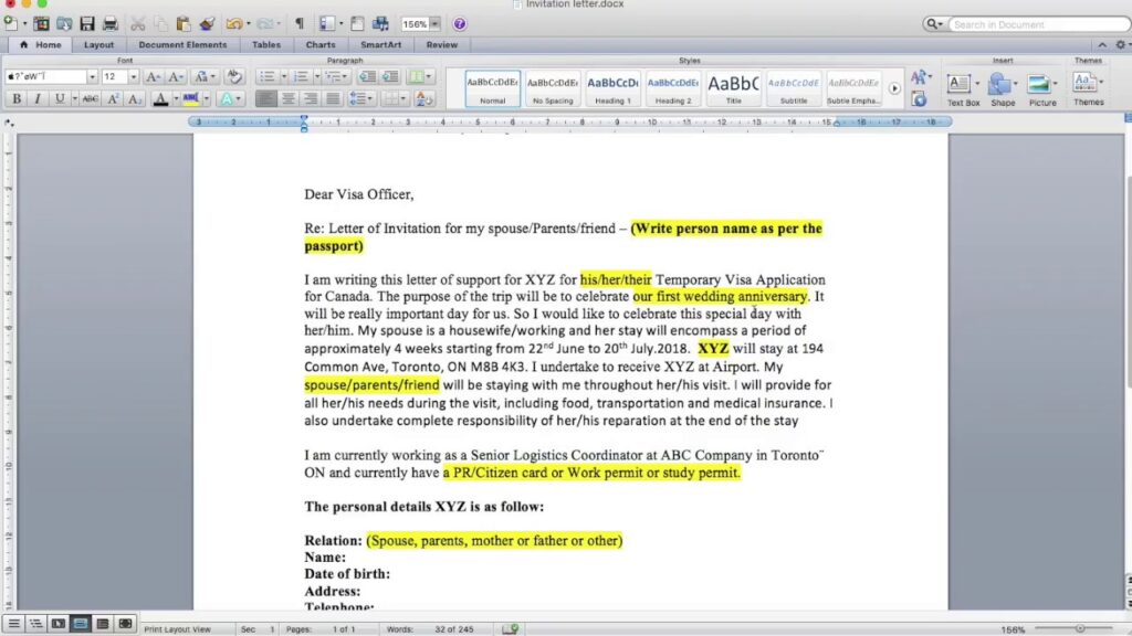 visitor family invitation letter for visa sample examples